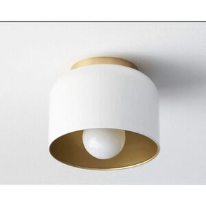 CB2 Bell Flush Mount Oyster Hall Ceiling Light Fixture White Gold New Open Box